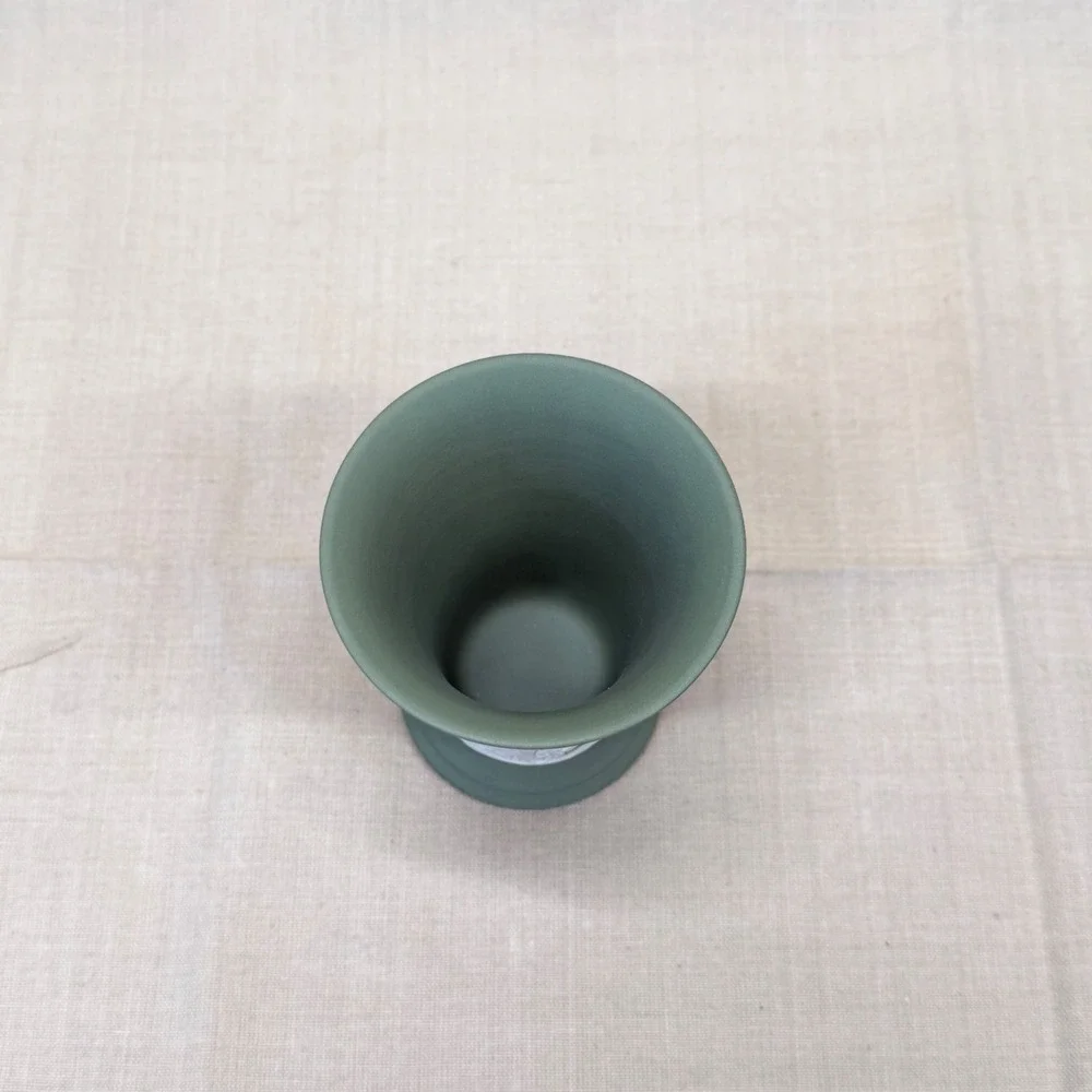 Wedgwood‎ Sage Green Jasperware Small Flared Vase Neoclassical Made in England